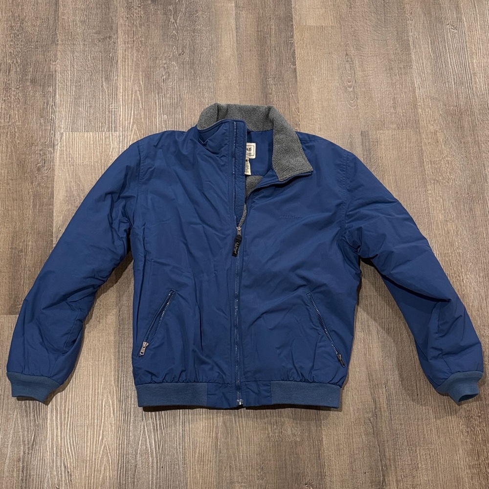 L.L. Bean Men's Navy Windbreaker with Gray Accents